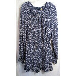 Polo Ralph Lauren Blue Floral Long Sleeve Tie V Neck Tie Waist Romper Size 6 NWT